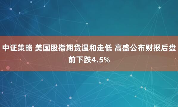 中证策略 美国股指期货温和走低 高盛公布财报后盘前下跌4.5%